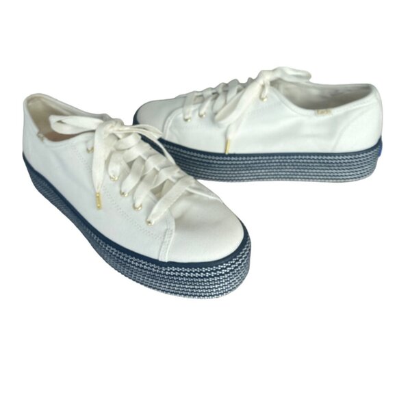 Keds Women's Triple Up Webbing Canvas Sneaker Women's 10 White Navy - Picture 10 of 14